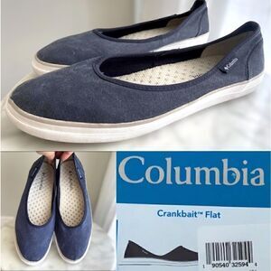Columbia Crankbait Slip-ons Flats Boat Shoes Navy Denim Size 9.5